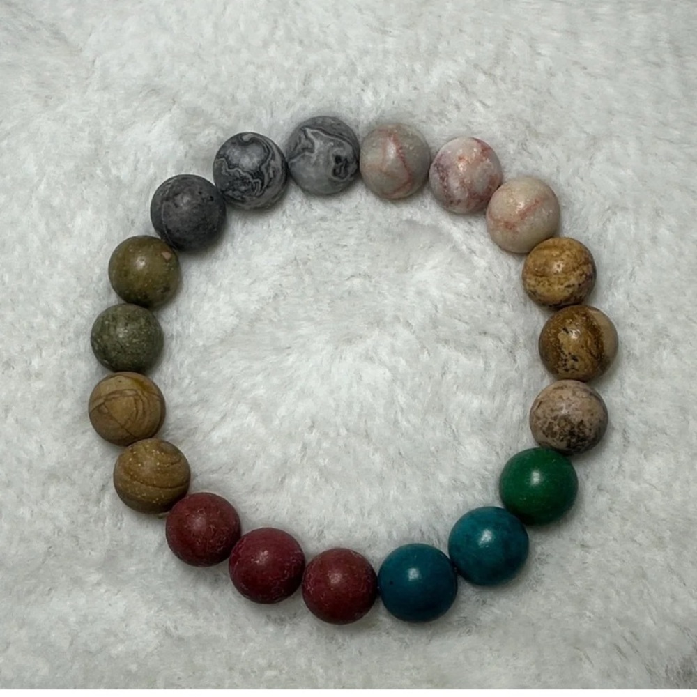 Multicolor Natural Stone Beaded Stretch Bracelet